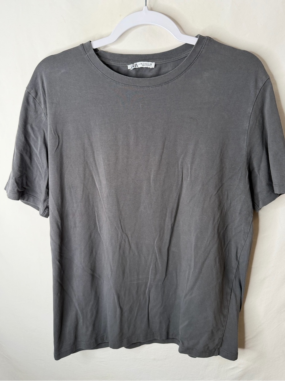 Zara Men's Short Sleeve Crew Neck T-Shirt - Gray